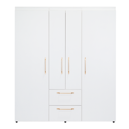 Closet Eco Golden, Blanco y Dorado, Variedad de Entrepaños y  Cuatro puertas Abatibles