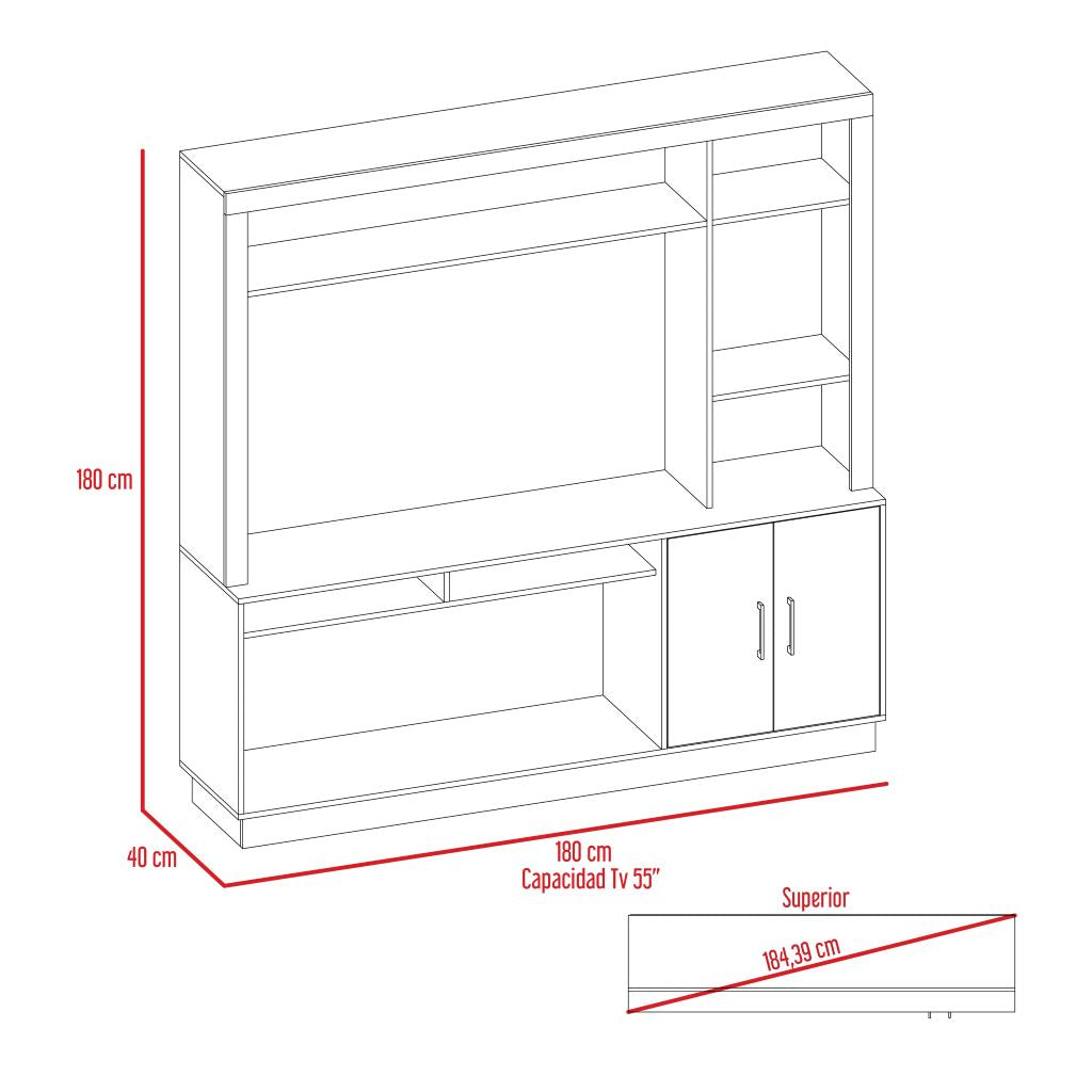 Estante Tv Romeo Café Oscuro, Con Espacio Para Televisor De 55 Pulgadas