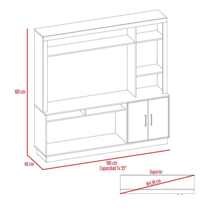 Estante Tv Romeo Café Oscuro, Con Espacio Para Televisor De 55 Pulgadas