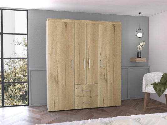 Closet Bariloche Bombay Eco, Café Claro y Blanco, con Variedad de Entrepaños y Cuatro Puertas Abatibles