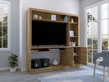 Estante Tv 55" Dos Puertas, Café Claro