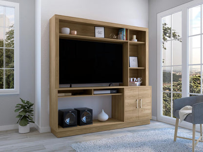 Estante Tv 55" Dos Puertas, Café Claro