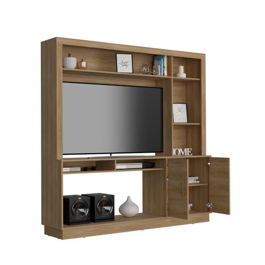 Estante Tv 55" Dos Puertas, Café Claro