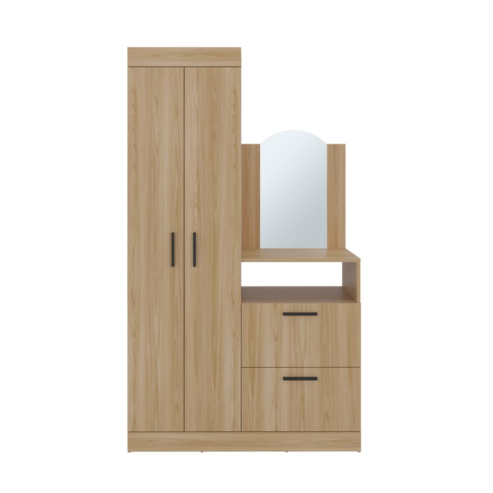 Closet Comoda Con Espejo Tres Puertas Un Cajon, Café Claro