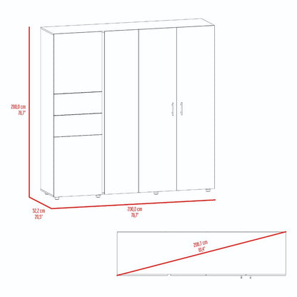 Closet Antalya 200x200, Bardolino y Blanco, con 5 puertas abatibles