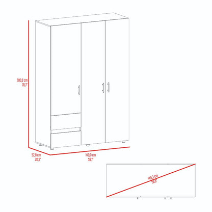 Closet Light 140, Fresno Europeo y Wengue, con tres puertas abatibles