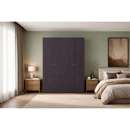 Combo Closet H-180 Cinco Puertas, Almacenamiento, Optimizacion, Colgado, Color Negro