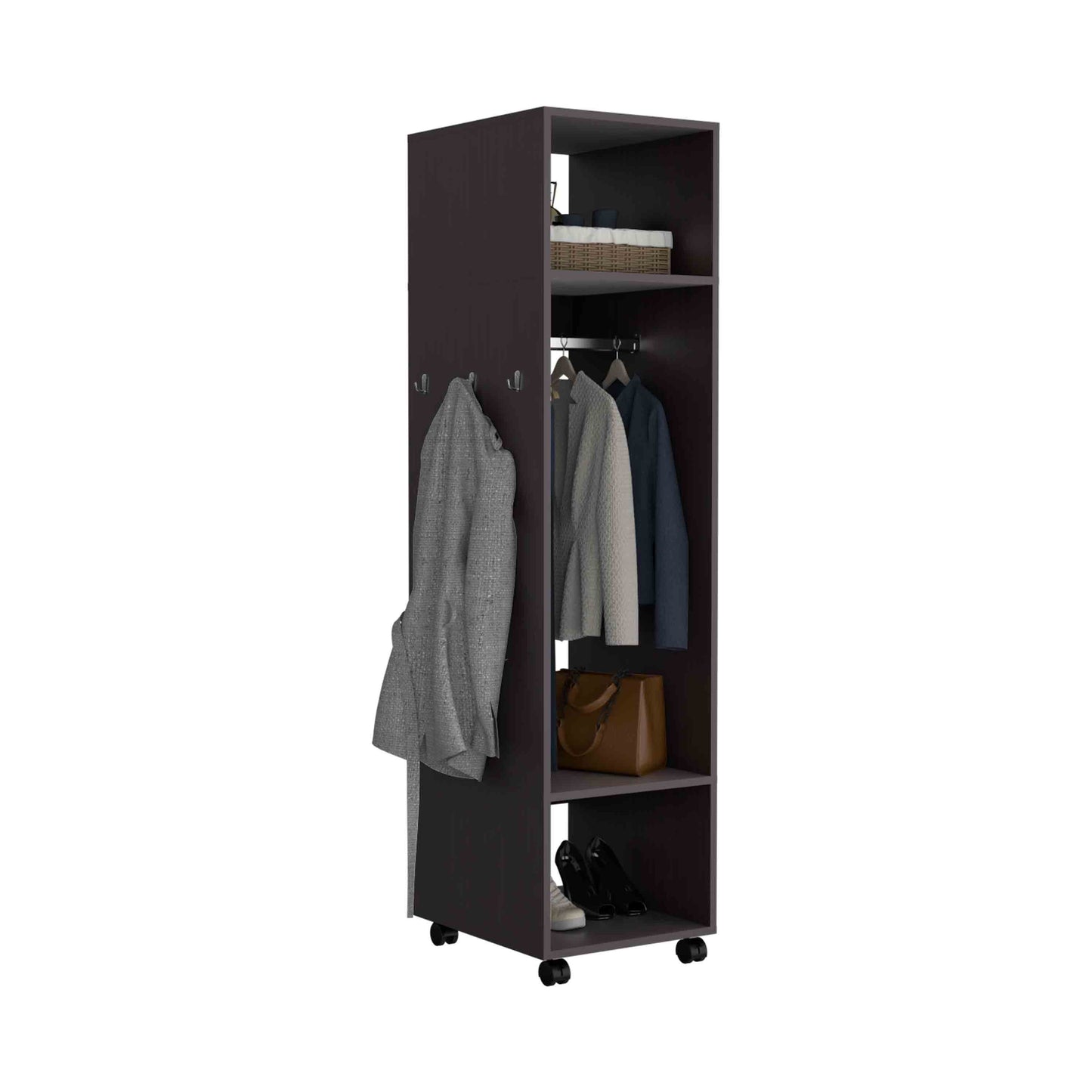 Closet Con Espejo Y Cuatro Ruedas Fm 025N Negro