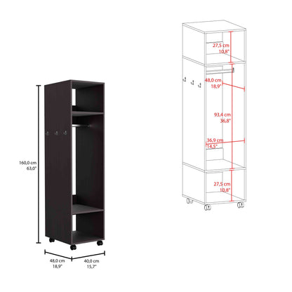 Closet Con Espejo Y Cuatro Ruedas Fm 025N Negro