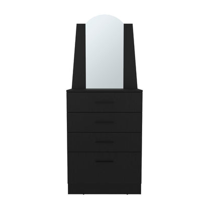 Comoda Con Espejo Tres Cajones Una Puerta, Negro