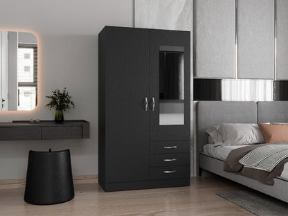 Closet Samka, Wengue, con dos puertas abatibles y tres cajones
