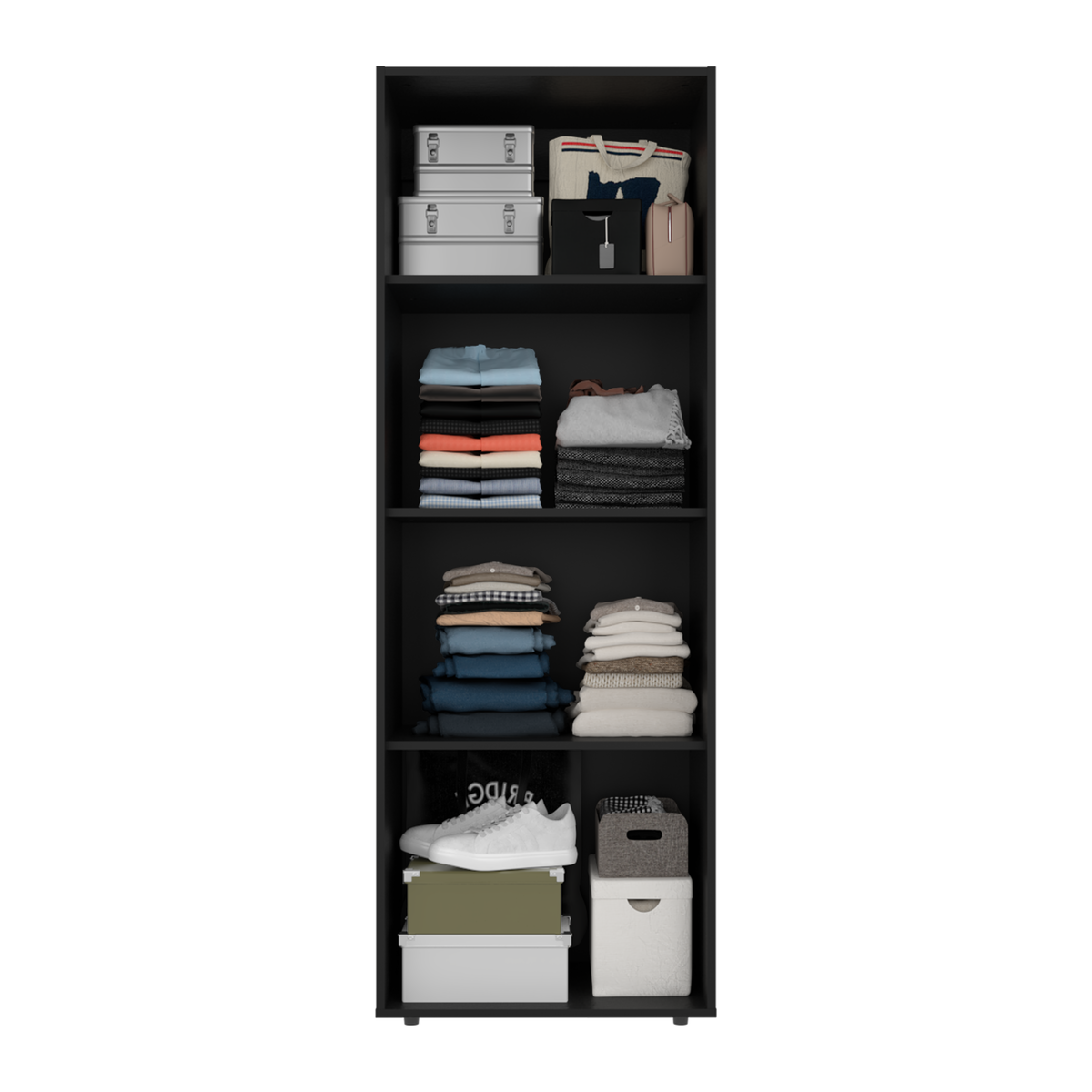 Combo Closet H-200 Diez Puertas, Almacenamiento, Optimizacion, Zapatero, Colgado, Color Negro