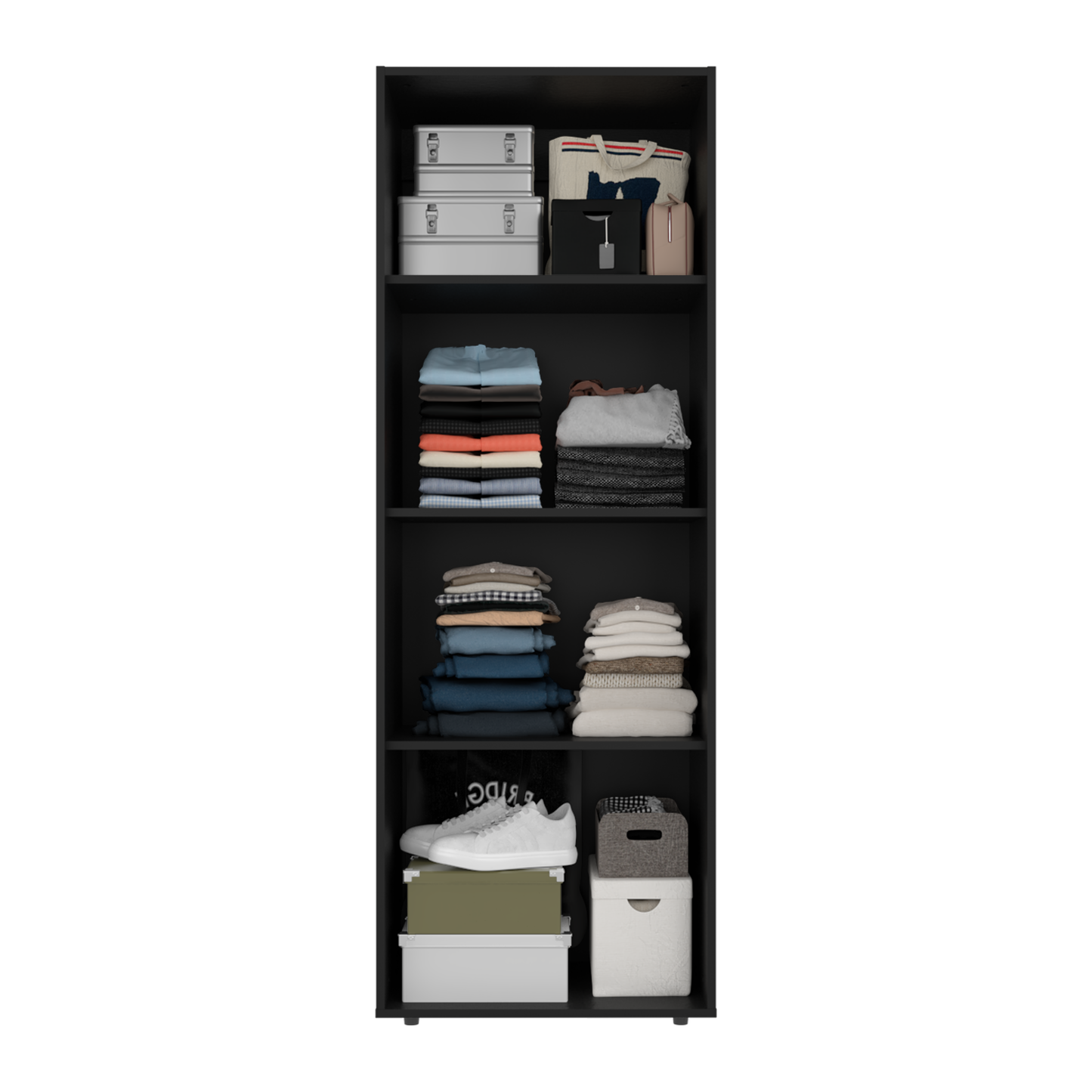 Combo Closet H-180 Siete Puertas, Almacenamiento, Optimizacion, Zapatero, Colgado, Color Negro