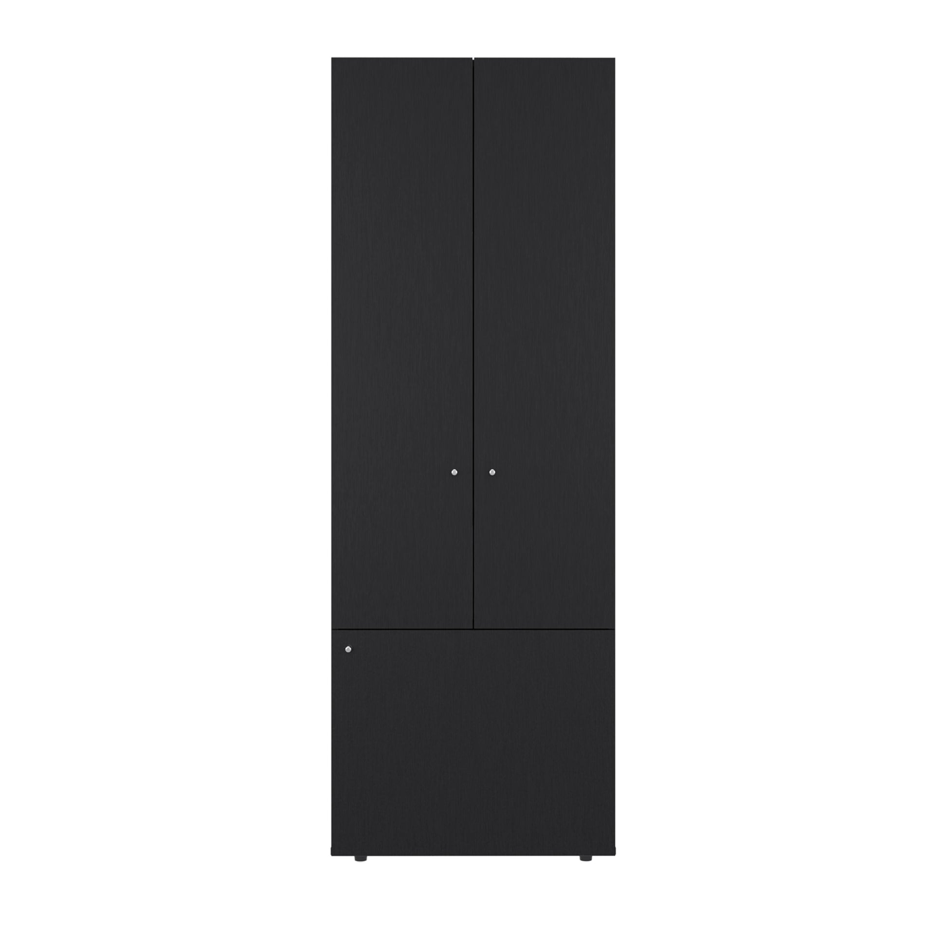 Combo Closet H-180 Siete Puertas, Almacenamiento, Optimizacion, Zapatero, Colgado, Color Negro