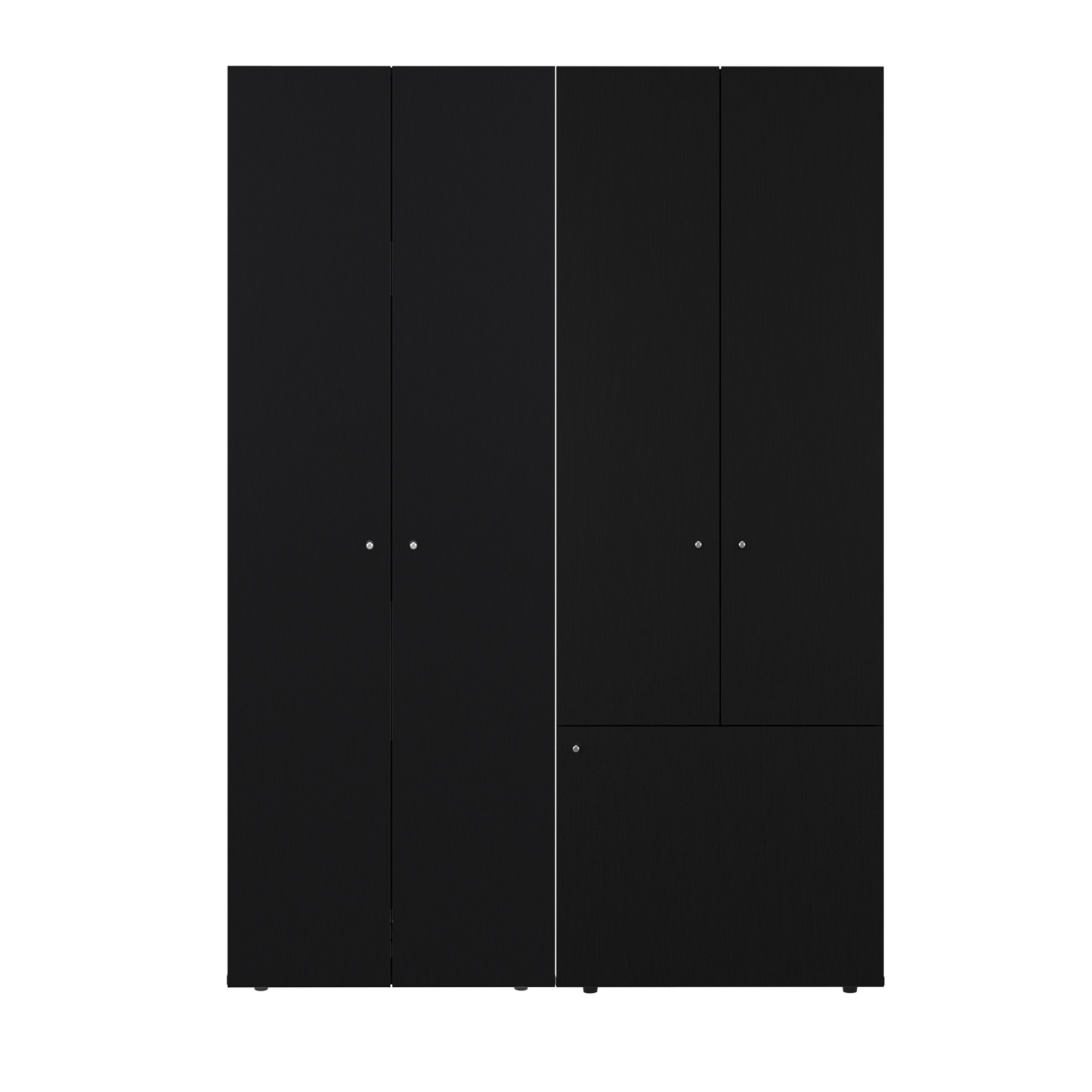 Combo Closet H-180 Cuatro Puertas, Almacenamiento, Zapatero, Colgado, Color Negro