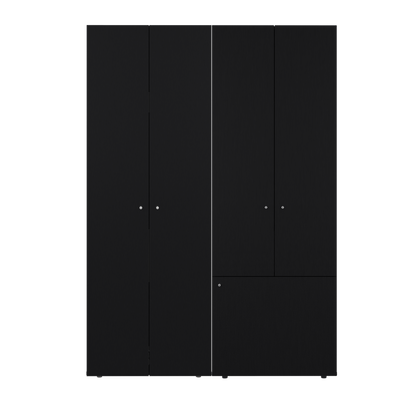 Combo Closet H-180 Cuatro Puertas, Almacenamiento, Zapatero, Colgado, Color Negro