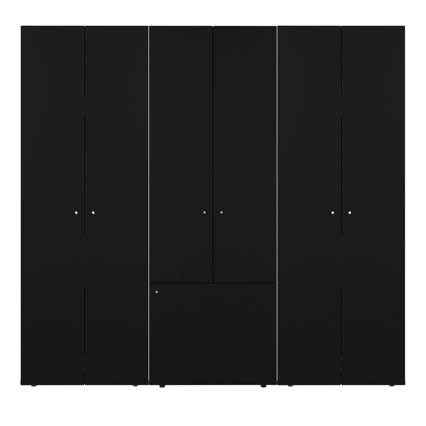 Combo Closet H-180 Siete Puertas, Almacenamiento, Optimizacion, Zapatero, Colgado, Color Negro
