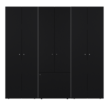 Combo Closet H-180 Siete Puertas, Almacenamiento, Optimizacion, Zapatero, Colgado, Color Negro