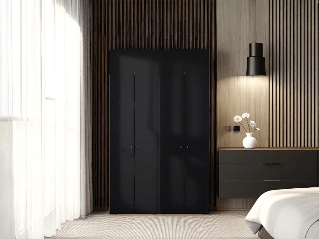 Combo Closet H-200 Siete Puertas, Almacenamiento, Optimizacion, Zapatero, Color Negro