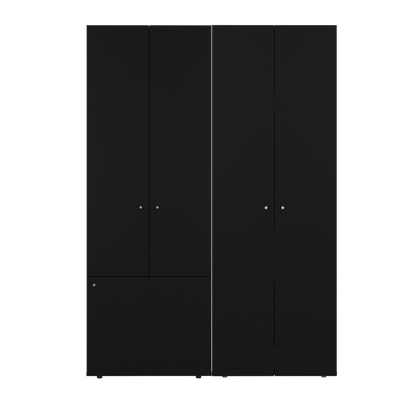 Combo Closet H-180 Cinco Puertas, Almacenamiento, Optimizacion, Colgado, Color Negro
