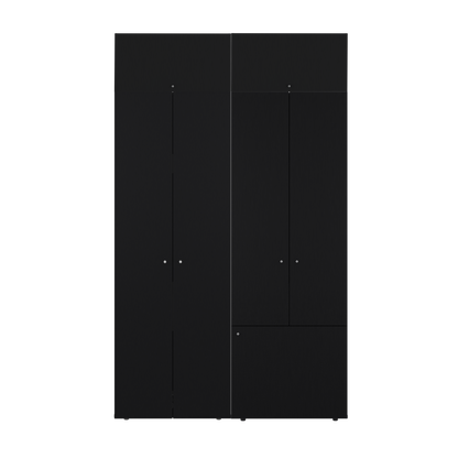 Combo Closet H-200 Siete Puertas, Almacenamiento, Optimizacion, Colgado, Color Negro