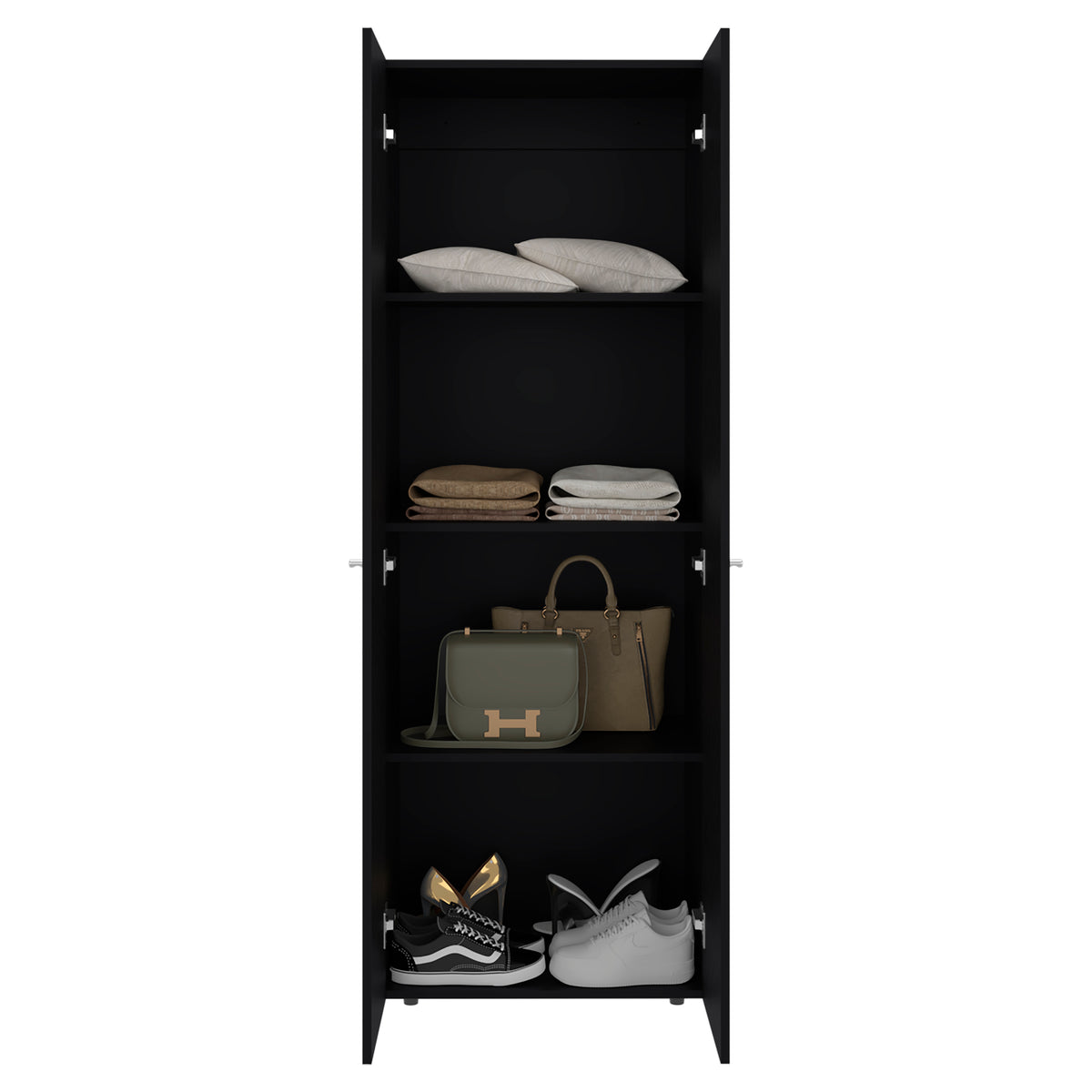 Combo Closet H-200 Siete Puertas, Almacenamiento, Optimizacion, Zapatero, Color Negro