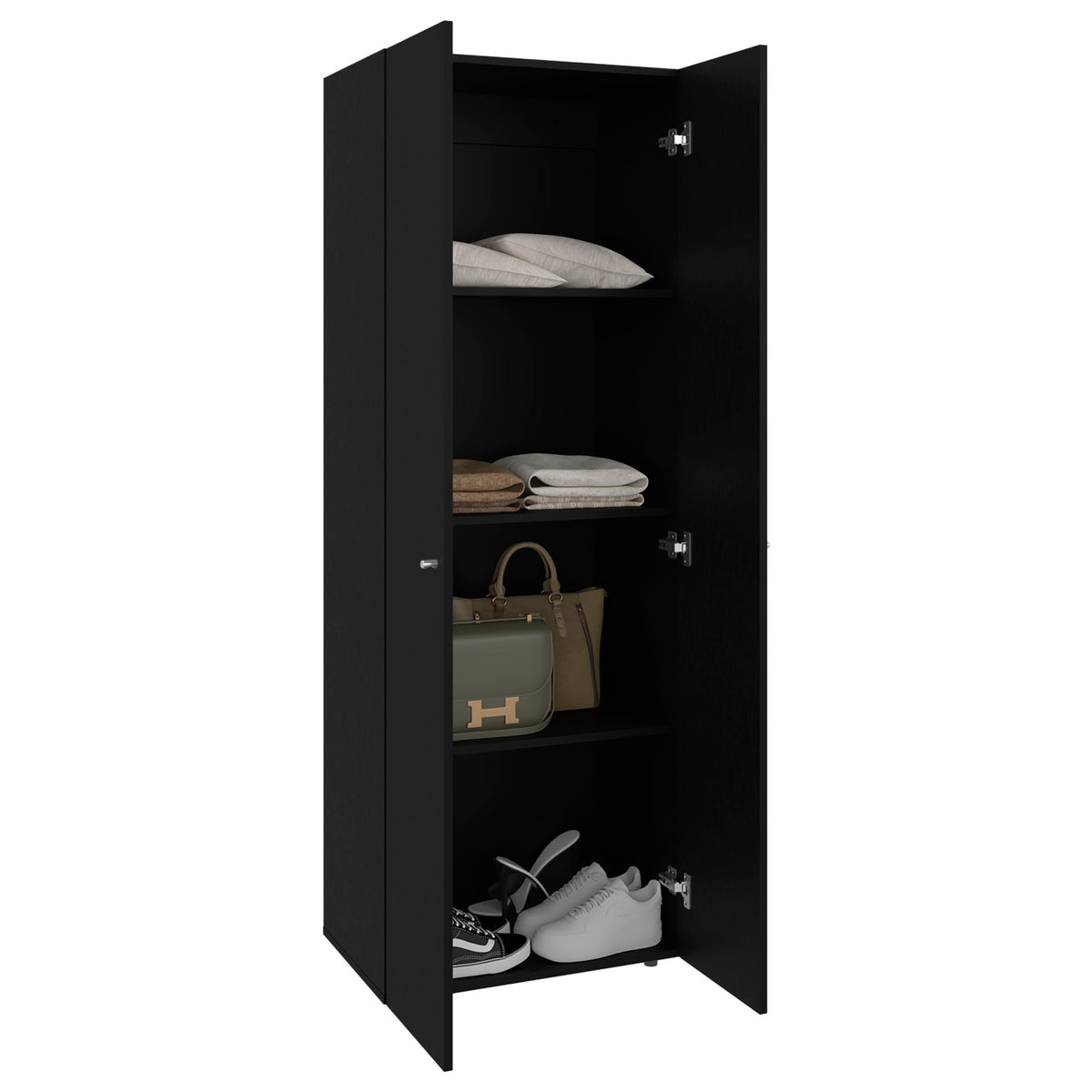 Combo Closet H-200 Diez Puertas, Almacenamiento, Optimizacion, Zapatero, Colgado, Color Negro