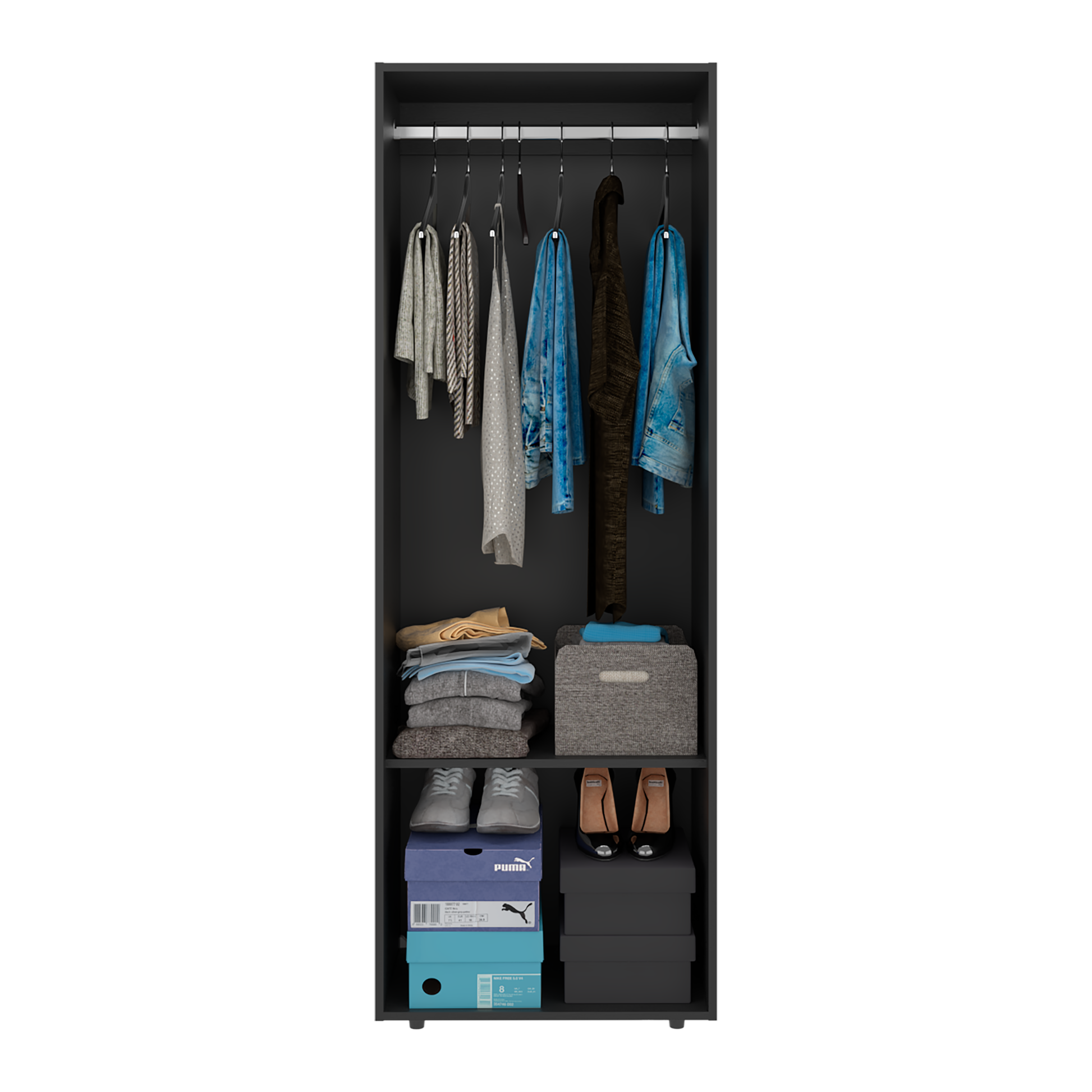 Combo Closet H-200 Cuatro Puertas, Almacenamiento, Optimizacion, Color Negro