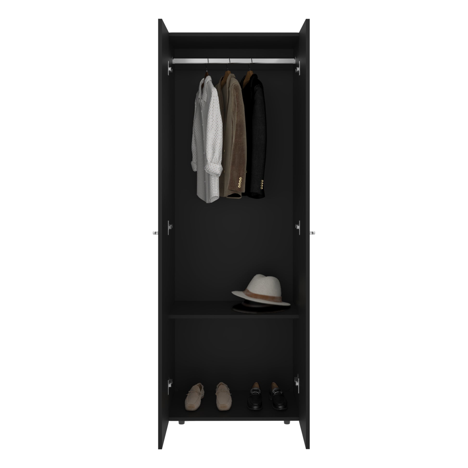 Combo Closet H-200 Diez Puertas, Almacenamiento, Optimizacion, Zapatero, Colgado, Color Negro