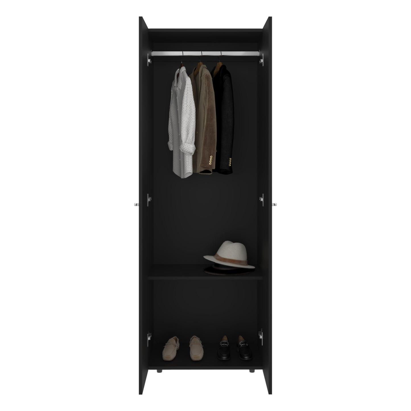 Combo Closet H-180 Siete Puertas, Almacenamiento, Optimizacion, Zapatero, Colgado, Color Negro