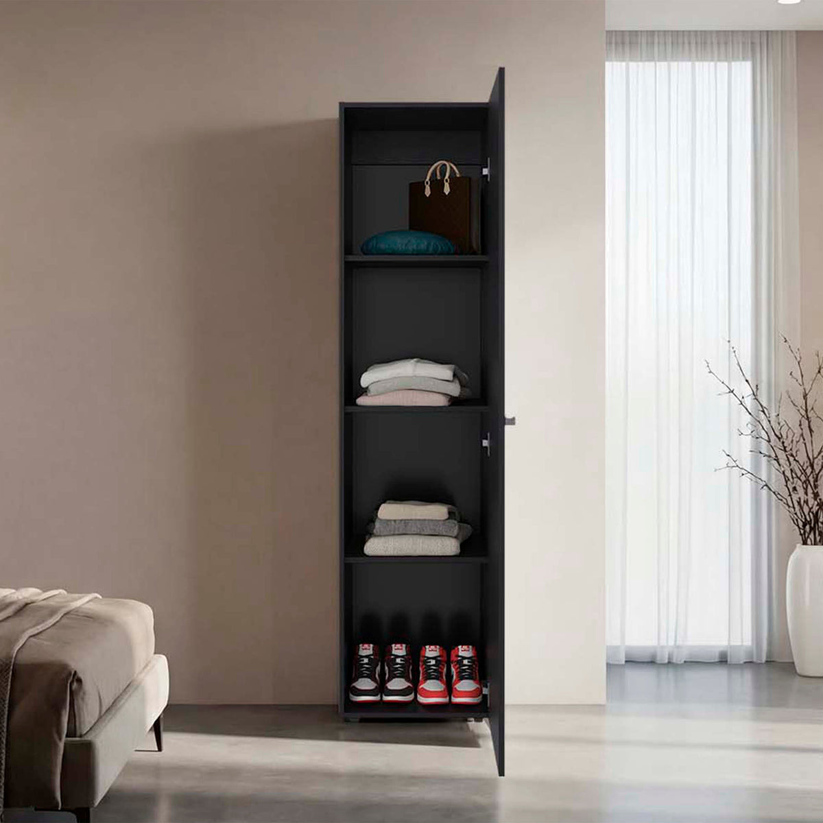 Closet Tuhome Dreams M5 Una Puerta Con Espejo, Wengue (vista 2)