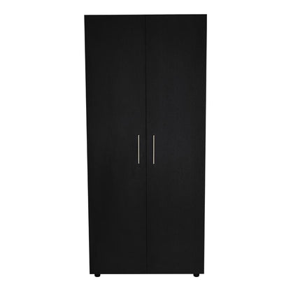 Closet Tera, Wengue y Negro,  Dos Puertas Abatibles y Dos Tubos Cromados