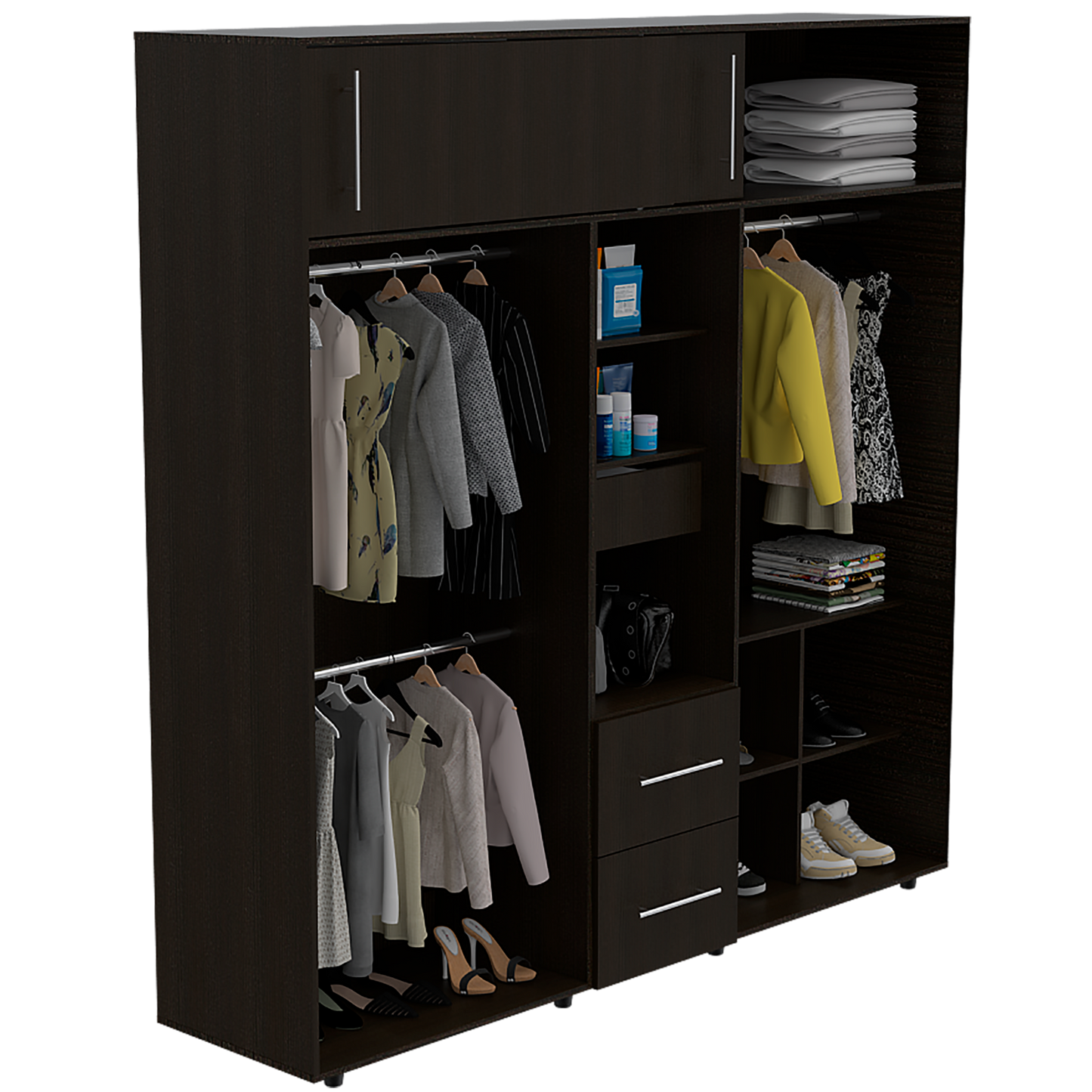 Closet Z-200 Bigaf, Siete Puertas Y Tres Cajones  Wengue