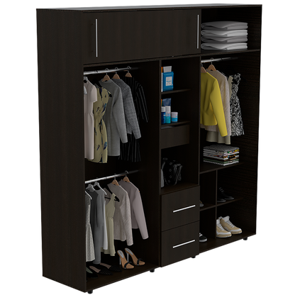 Closet Z-200 Bigaf, Siete Puertas Y Tres Cajones  Wengue