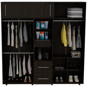 Closet Z-200 Bigaf, Siete Puertas Y Tres Cajones  Wengue