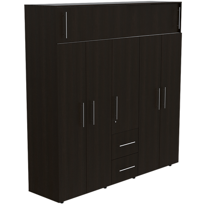 Closet Z-200 Bigaf, Siete Puertas Y Tres Cajones  Wengue