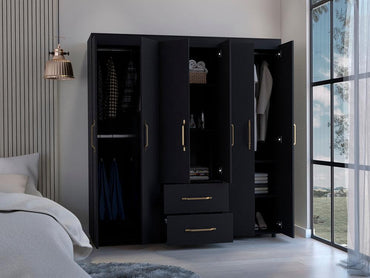 Closet Golden, Wengue, Variedad de Entrepaños y Seis Puertas Abatibles