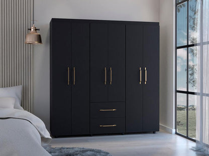 Closet Golden, Wengue, Variedad de Entrepaños y Seis Puertas Abatibles