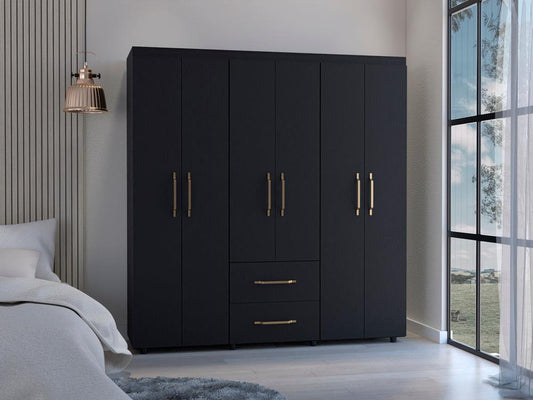Closet Golden, Wengue, Variedad de Entrepaños y Seis Puertas Abatibles