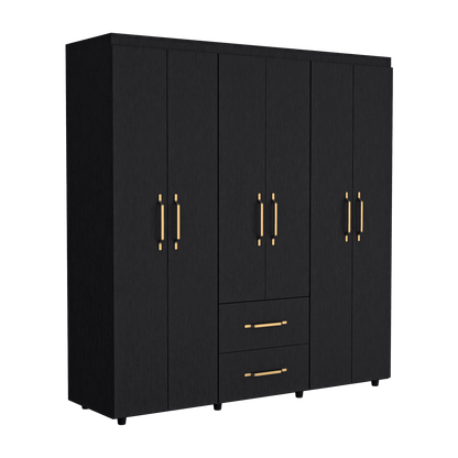 Closet Golden, Wengue, Variedad de Entrepaños y Seis Puertas Abatibles