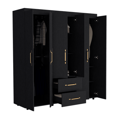 Closet Golden, Wengue, Variedad de Entrepaños y Seis Puertas Abatibles