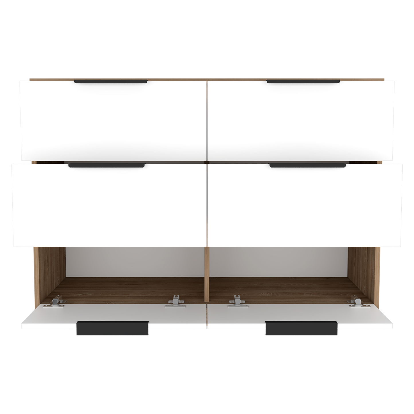 COMODA KASSIO 4 CAJONES 2 PUERTAS ABATIBLES - CAFÉ CLARO / BLANCO
