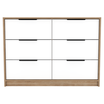COMODA KASSIO 4 CAJONES 2 PUERTAS ABATIBLES - CAFÉ CLARO / BLANCO