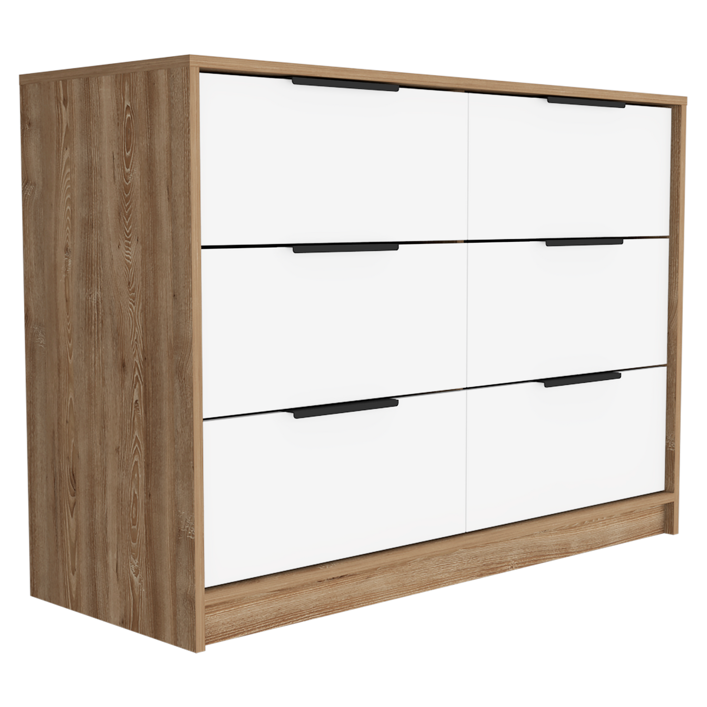 COMODA KASSIO 4 CAJONES 2 PUERTAS ABATIBLES - CAFÉ CLARO / BLANCO