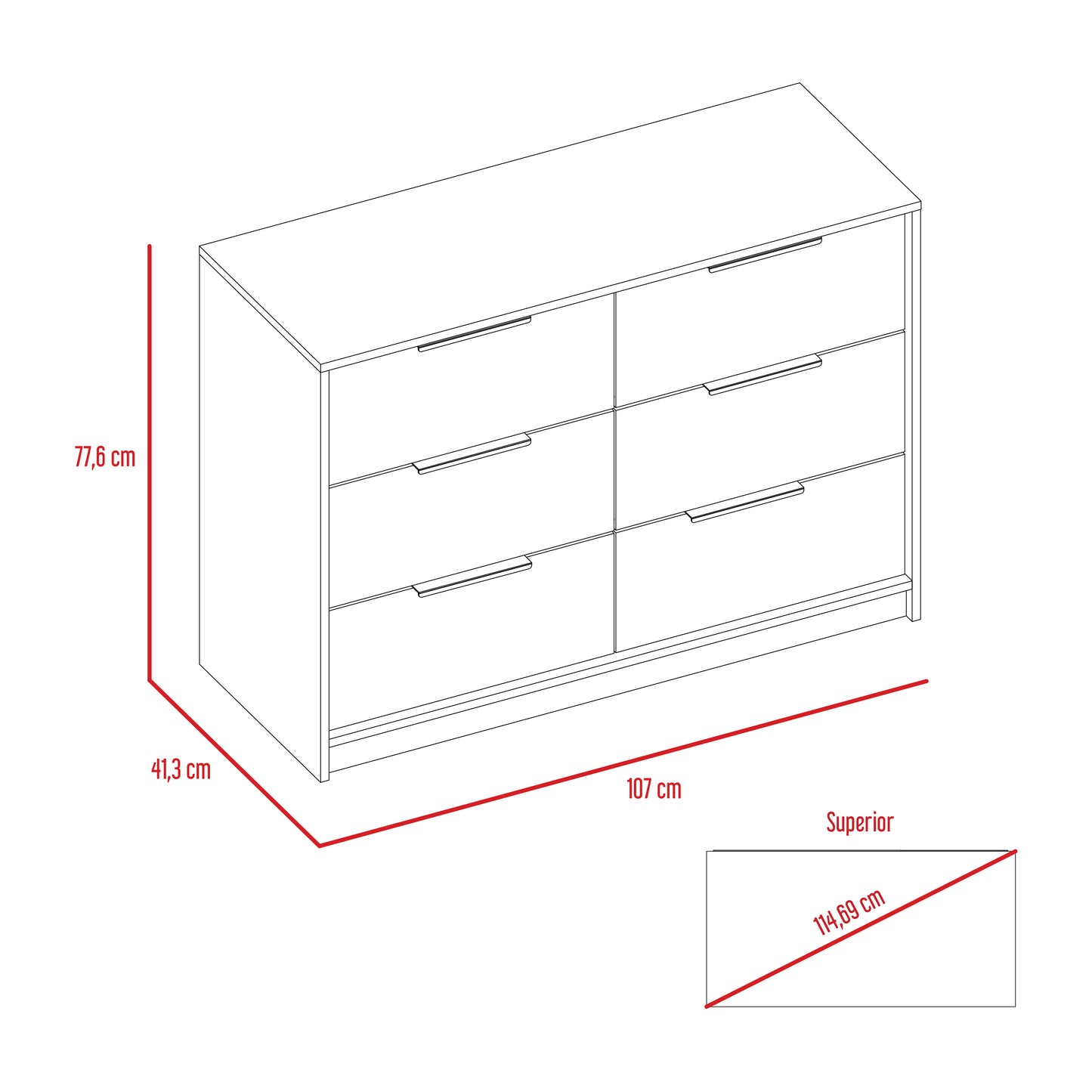 COMODA KASSIO 4 CAJONES 2 PUERTAS ABATIBLES - CAFÉ CLARO / BLANCO