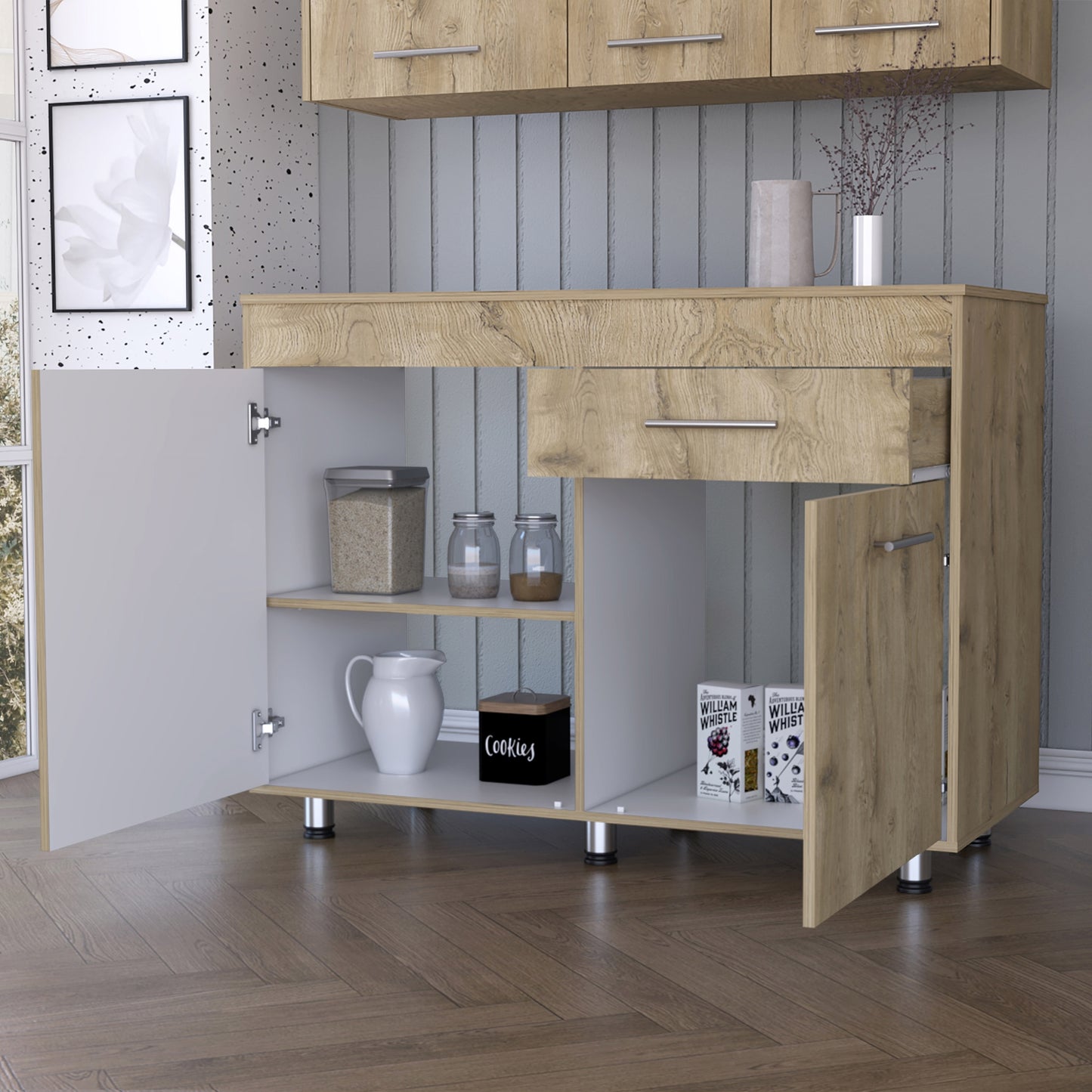 Mueble Base Tres Puertas Un Cajon Mealmina, FM Furniture 008C, Cafe Claro