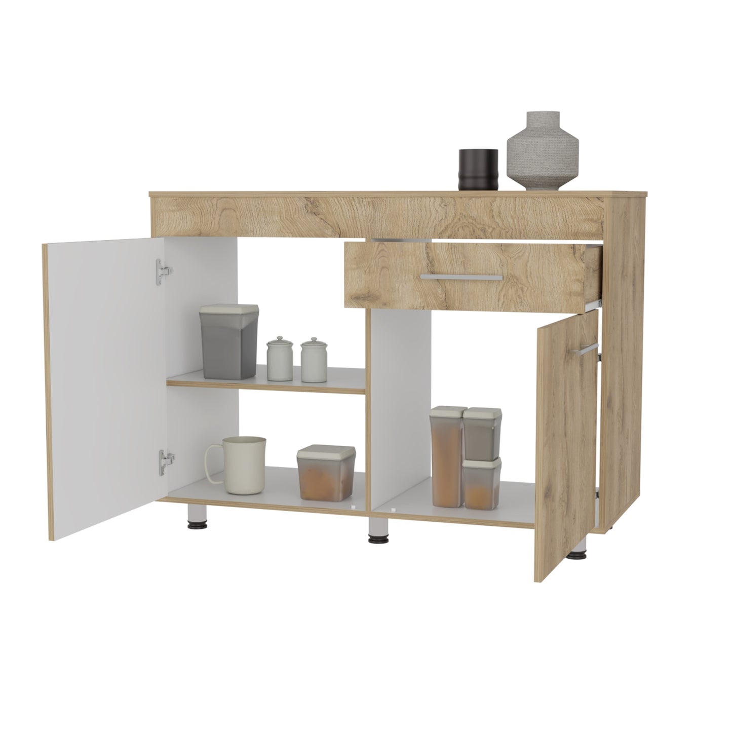Mueble Base Tres Puertas Un Cajon Mealmina, FM Furniture 008C, Cafe Claro