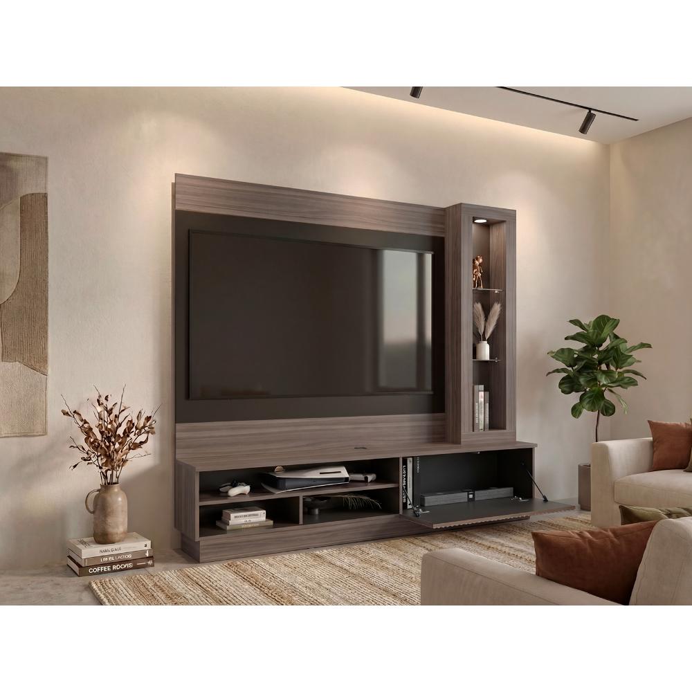 Estante Yakarta Tv 70" Una Puerta Abatible, Milan y Roble
