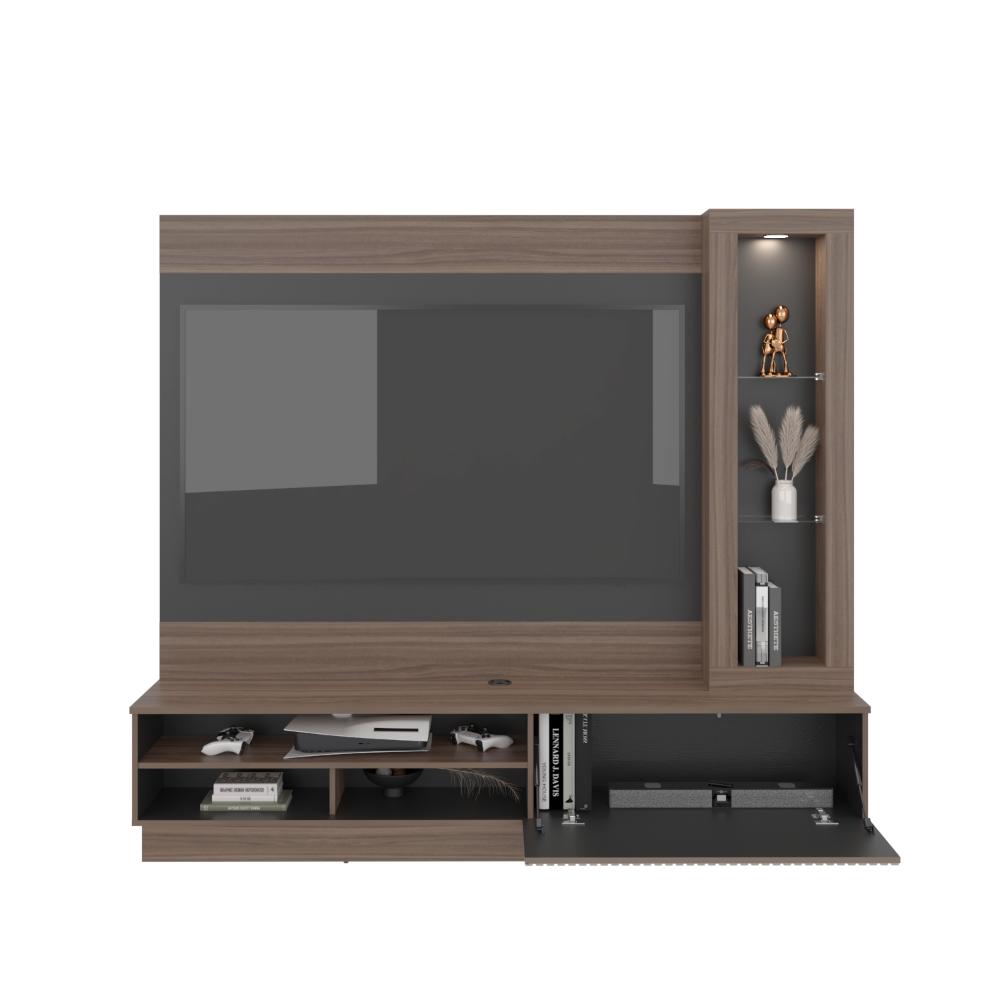 Estante Yakarta Tv 70" Una Puerta Abatible, Milan y Roble