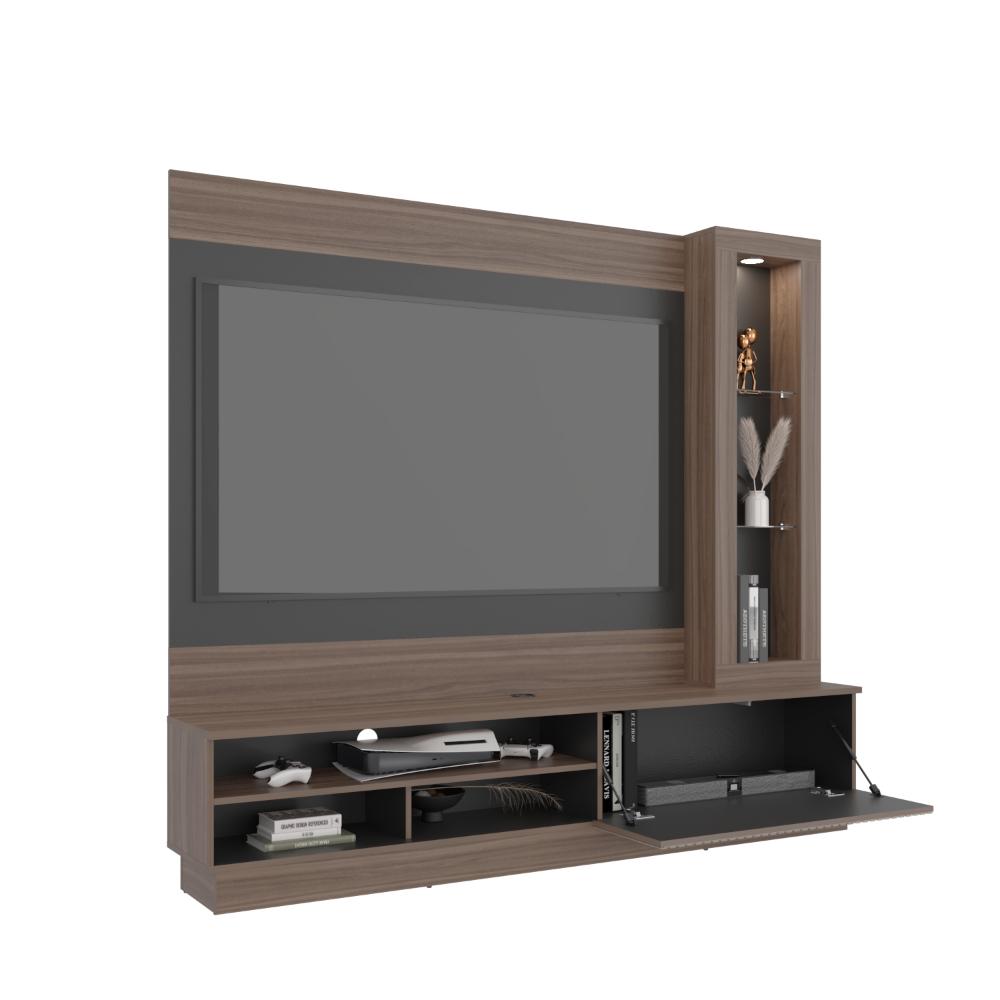 Estante Yakarta Tv 70" Una Puerta Abatible, Milan y Roble
